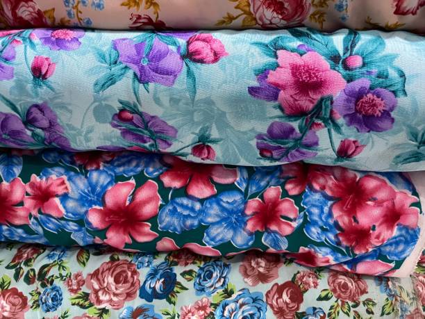 Roll of fabric, batik floral style print fabric cotton for making apparel, fabric roll in textile business, fabric store supplier, material for clothing industry