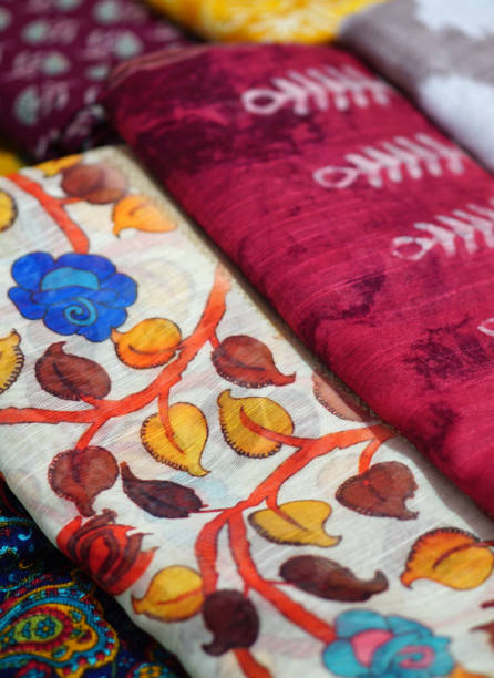 View of  Indian woman fashion wear sarees or saris  in shop display