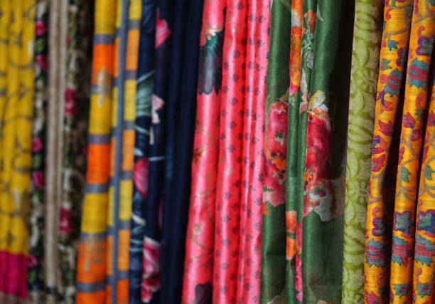 Indian woman fashion wear sarees or saris shop display