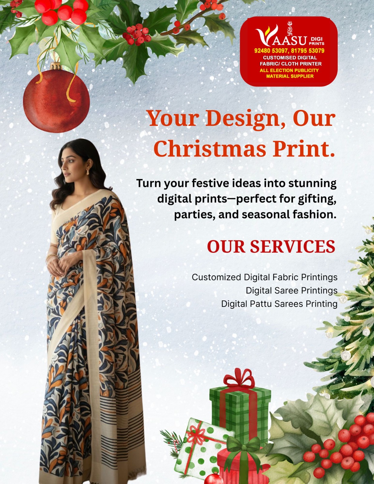 Designer Saree Printing in Hyderabad | Custom Digital Saree Designs
