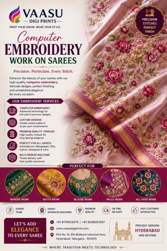 Computer embroidery work on sarees