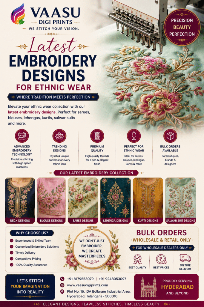 Latest Embroidery Designs for Ethnic Wear