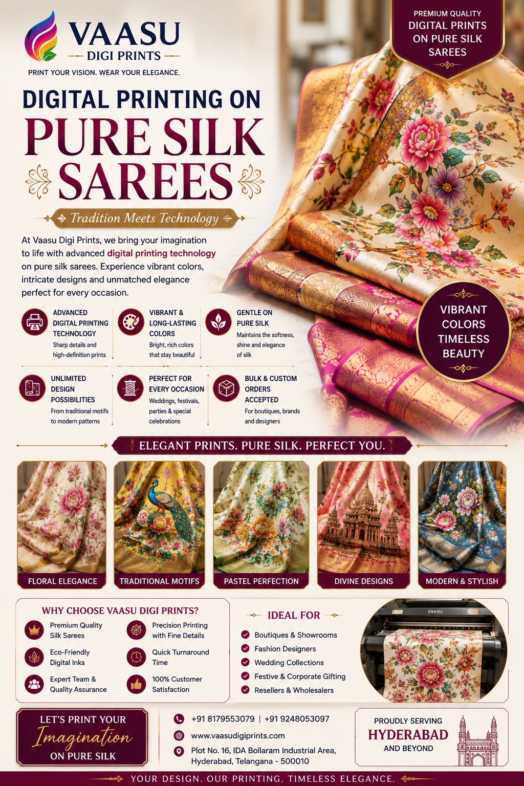 Digital Printing on Pure Silk Sarees