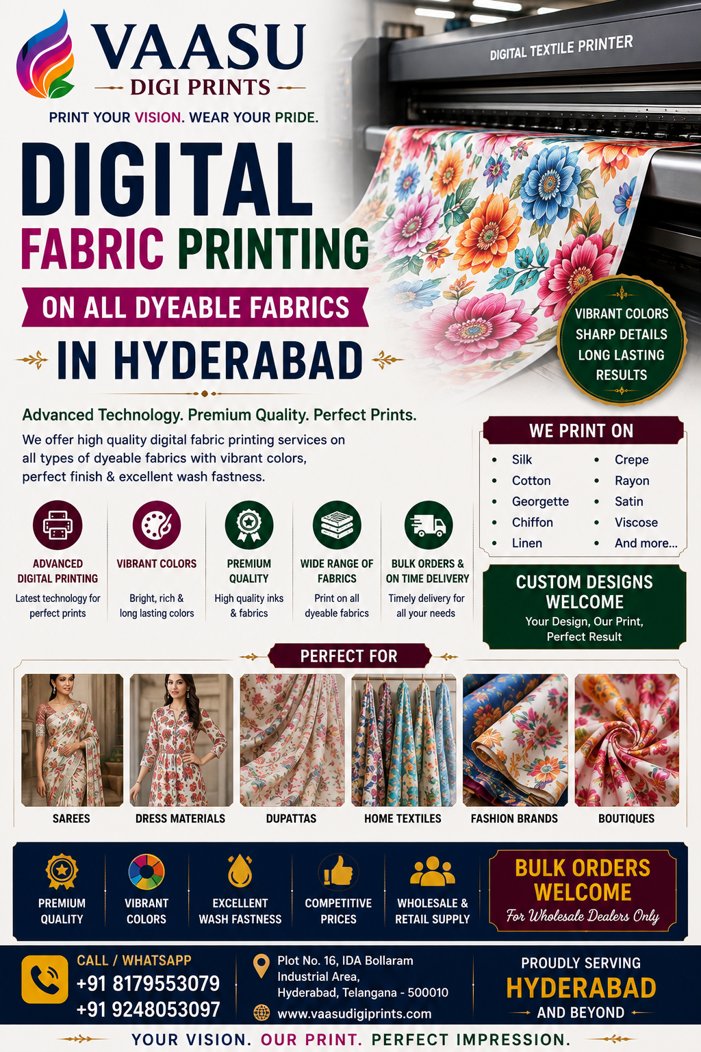 Digital Fabric Printing on All Dyeable Fabrics in Hyderabad