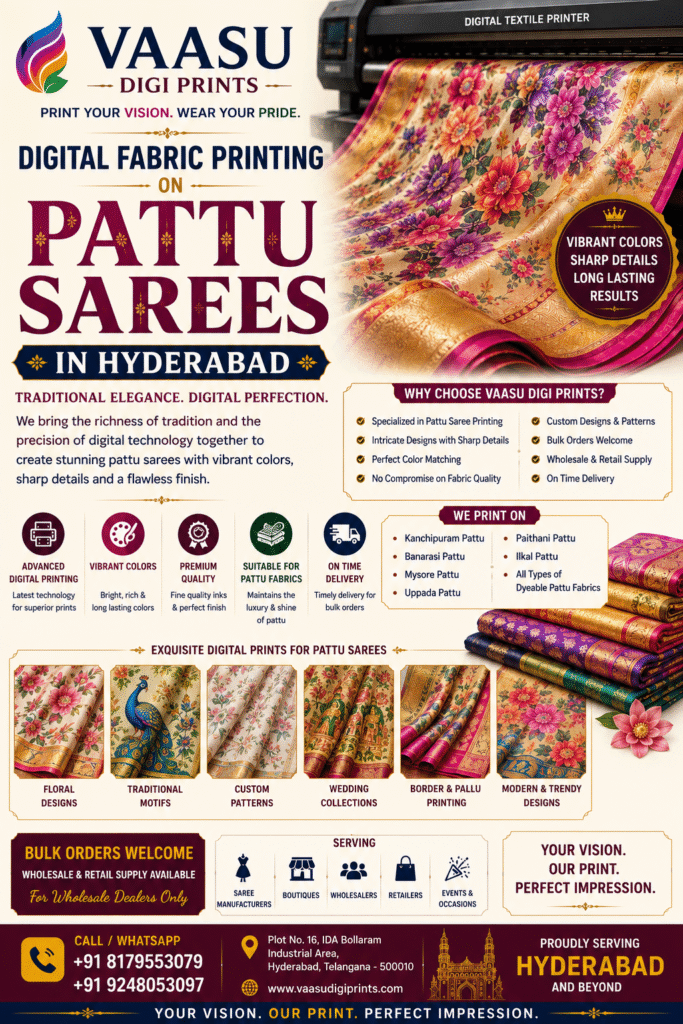 digital fabric printing on pattu sarees in Hyderabad