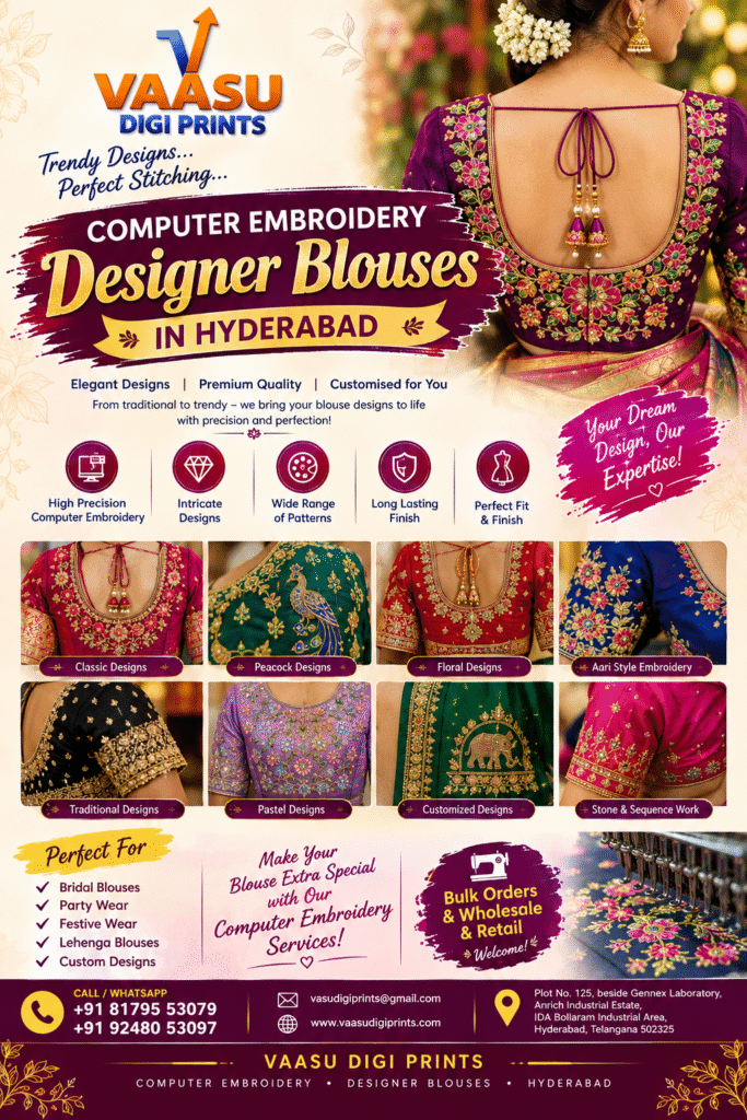 Computer Embroidery Designer Blouses in Hyderabad