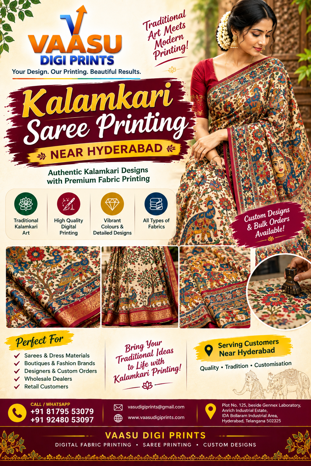 kalamkari saree printing near hyderabad