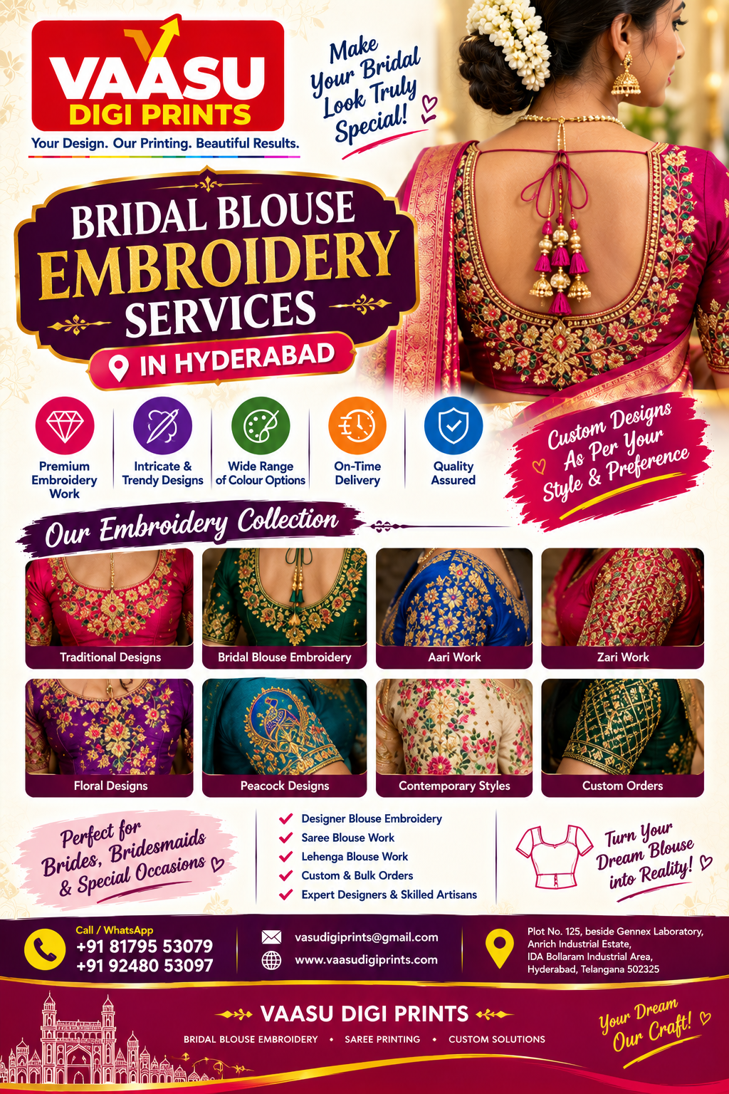 Bridal Blouse Embroidery Services in Hyderabad