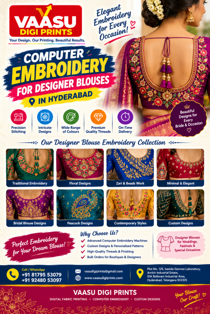 Computer Embroidery for Designer Blouses in Hyderabad