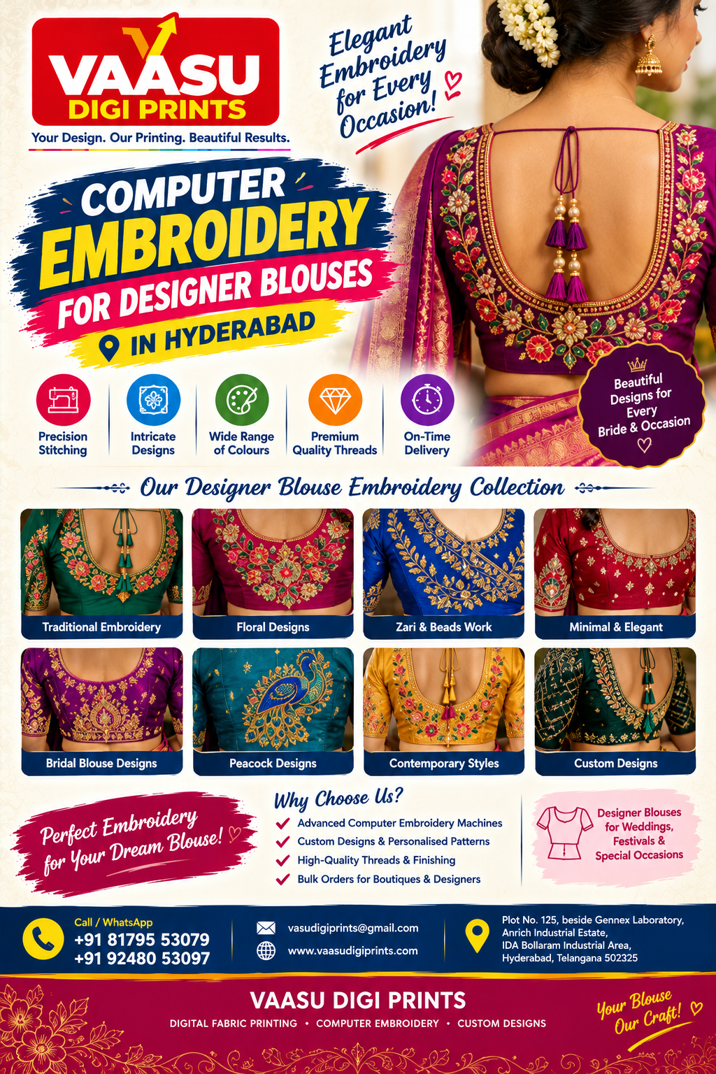 Computer Embroidery for Designer Blouses in Hyderabad