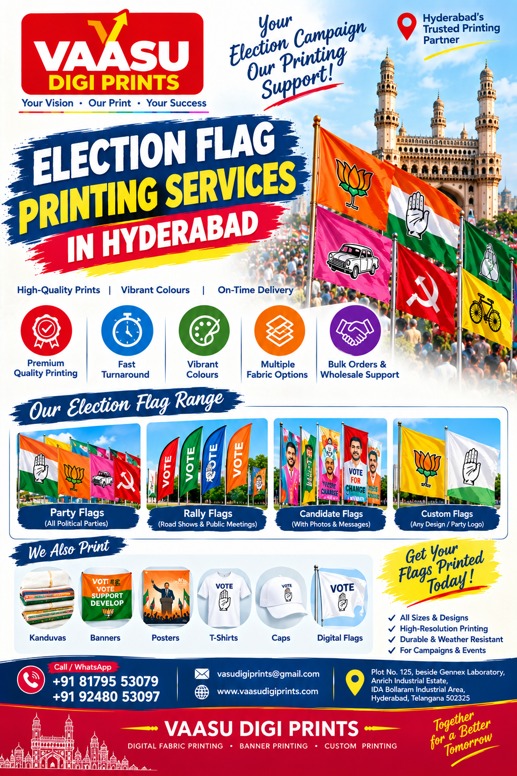 Election Flag Printing Services in Hyderabad