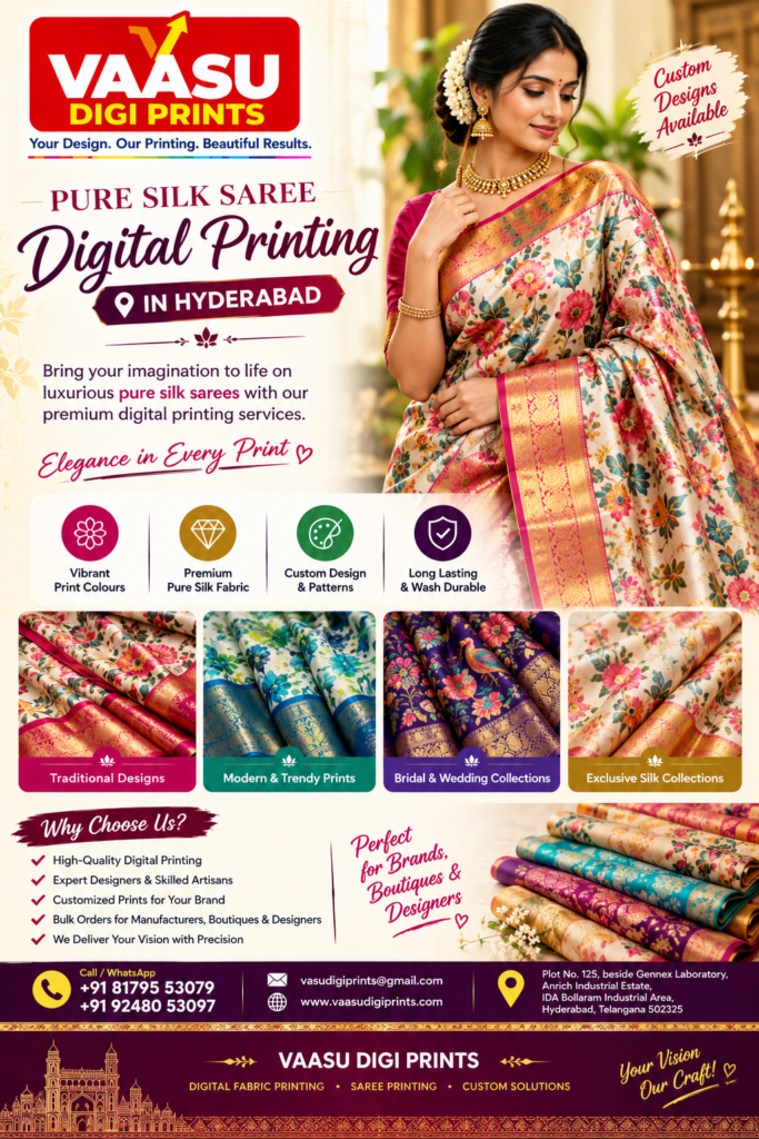 Pure Silk Saree Digital Printing in Hyderabad