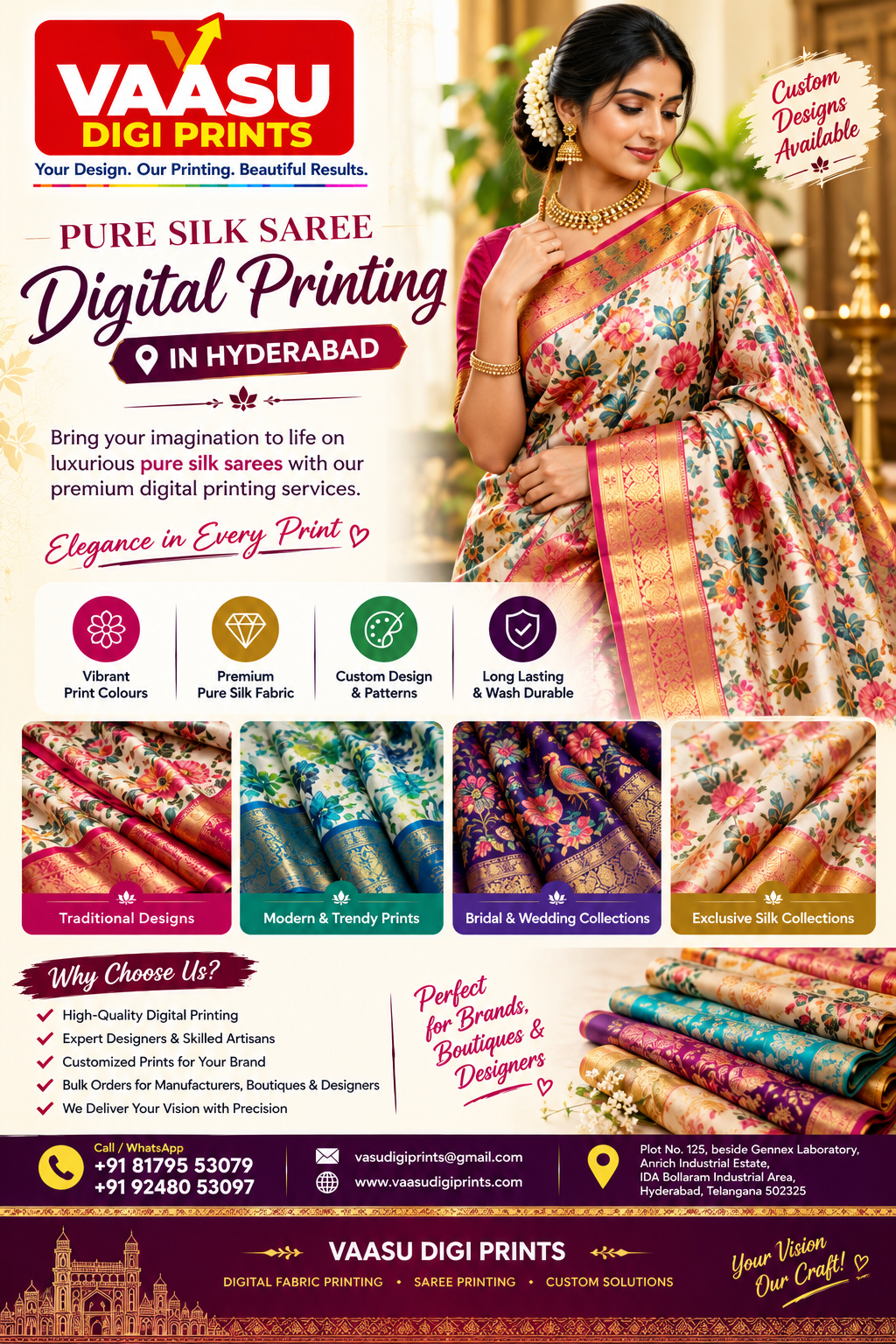 Pure Silk Saree Digital Printing in Hyderabad